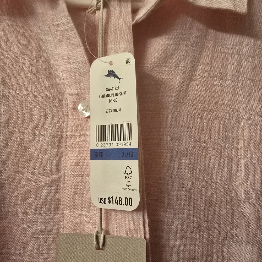 NWT Tommy Bahama Light Pink Linen Dress Size XL - Picture 8 of 12